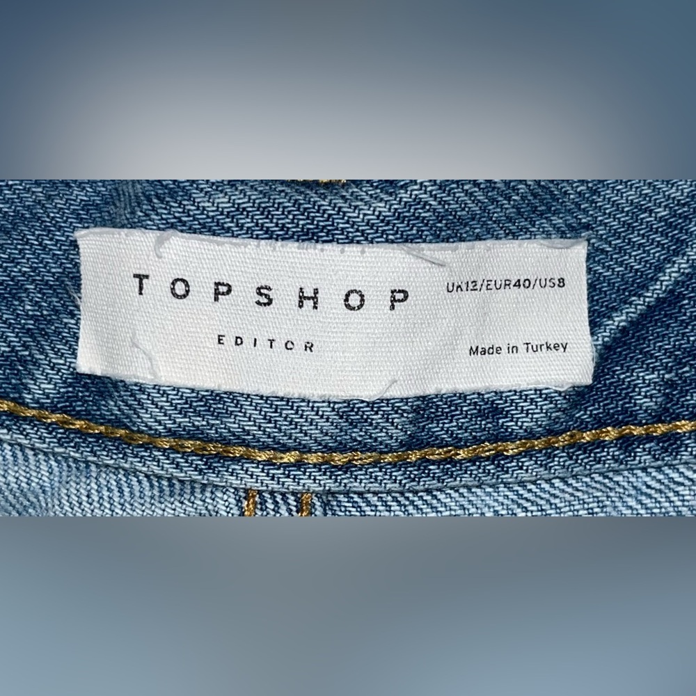 TOPSHOP Editor denim jean shorts 9.5" inseam light wash baggy skater Size 8 - Picture 4 of 5